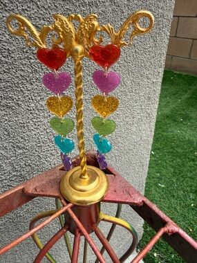 Rainbow Glitter Heart Dangle Earrings | Handmade Resin Statement Jewelry